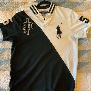 Polo by Ralph Lauren Black and White diagonal split polo